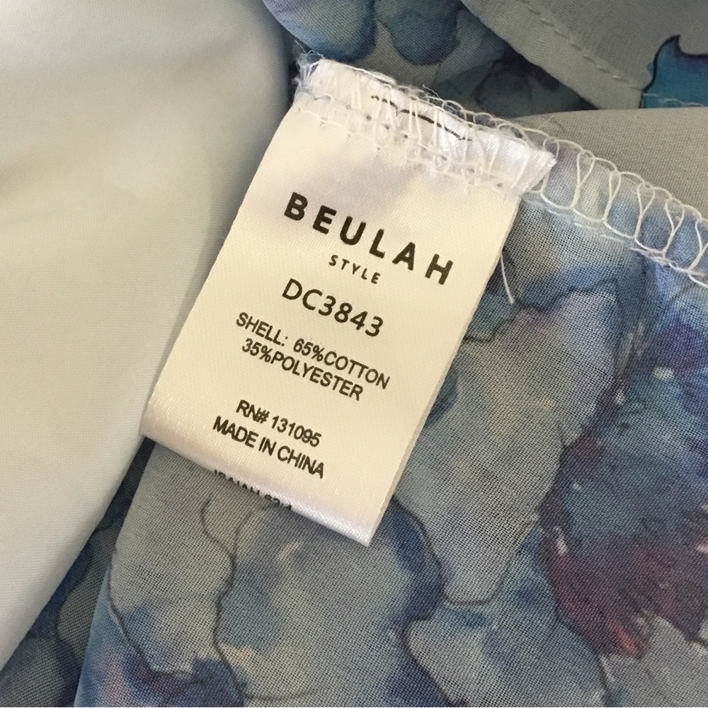 Beulah Style Blue Floral Shirred Sheer Maxi Dress Small - Picture 10 of 12